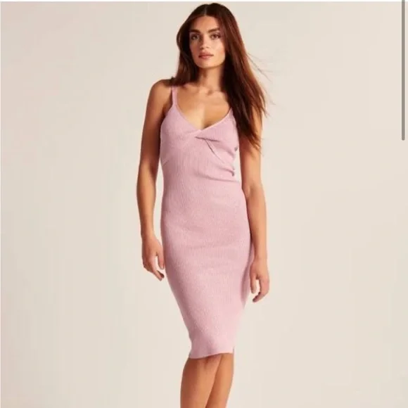NWT Abercrombie Lavendar Ribbed Midi Dress - Picture 2 of 5